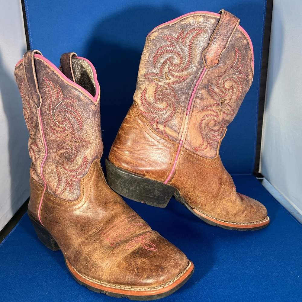 Dan Post Brown and Pink Kids Western Boots